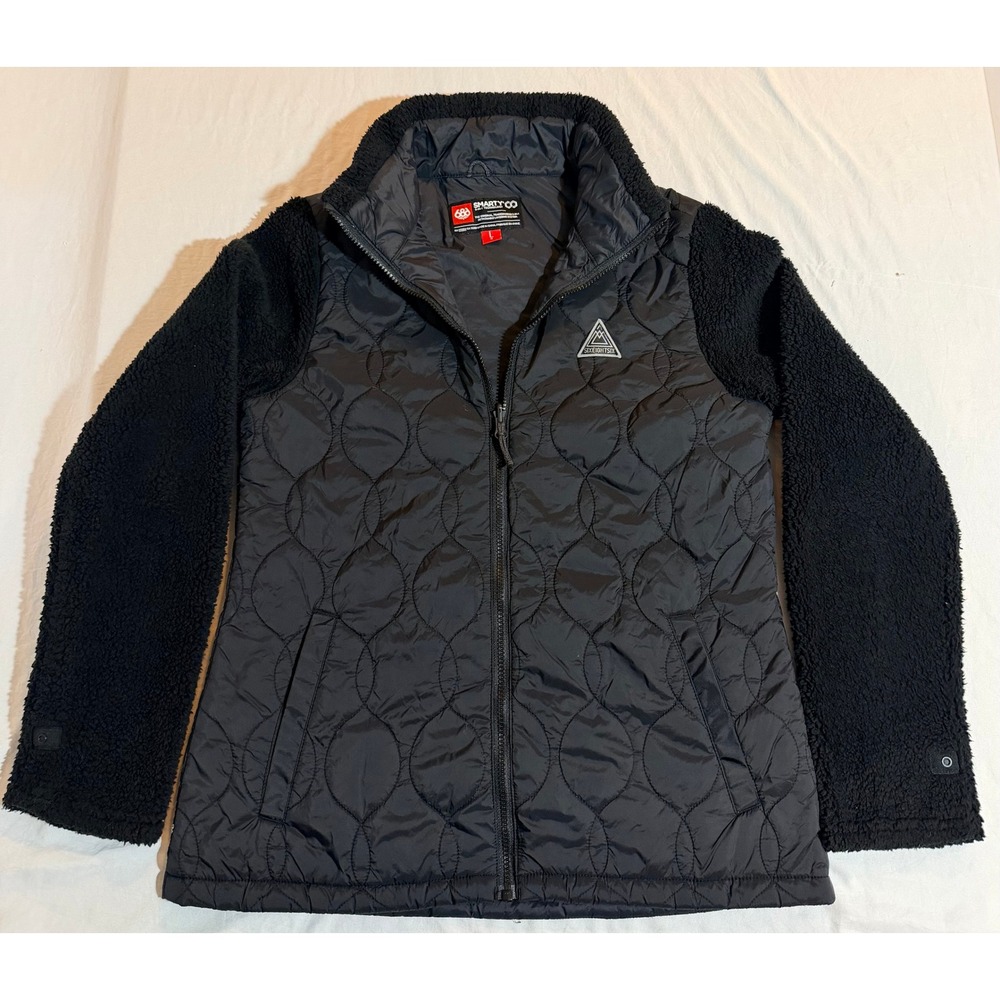 686‎ Smarty Quilted Sherpa Fleece Jacket Womens Large Black Snowboard Layer